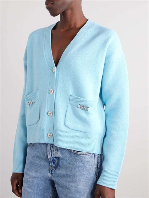 versace fusia cardigain sil back|VERSACE Embellished cashmere cardigan .